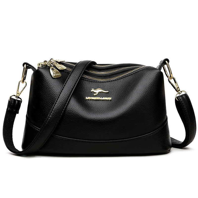 Women's Versatile Three-Layer Soft Leather Bag