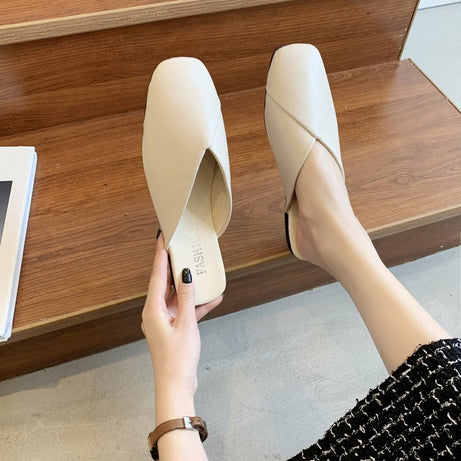 Women's Shoes Summer Korean Square Cool Slippers