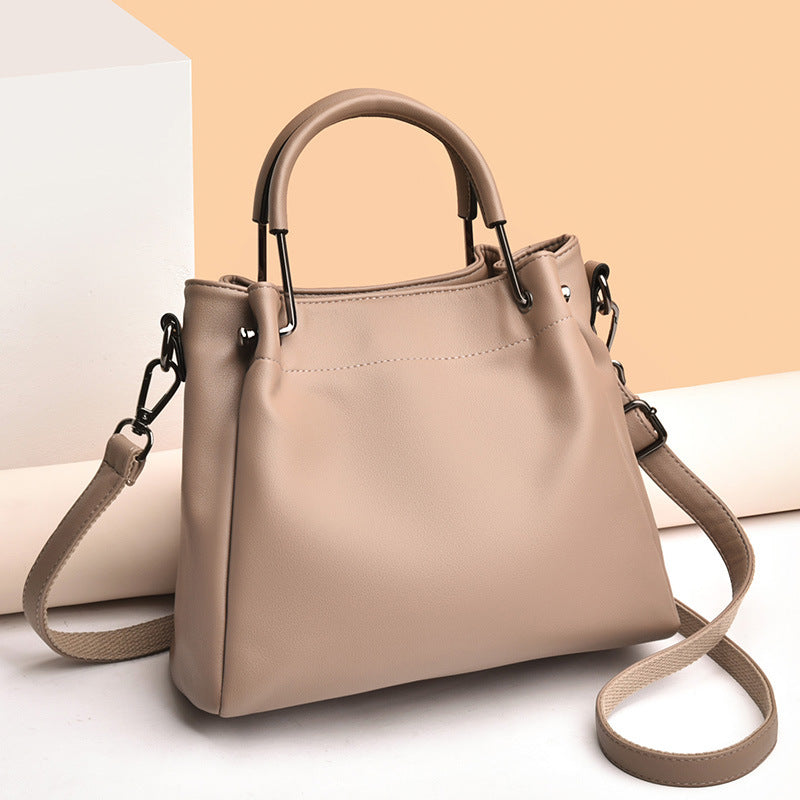 Women's Soft Leather Trendy Shoulder Bucket Bag
