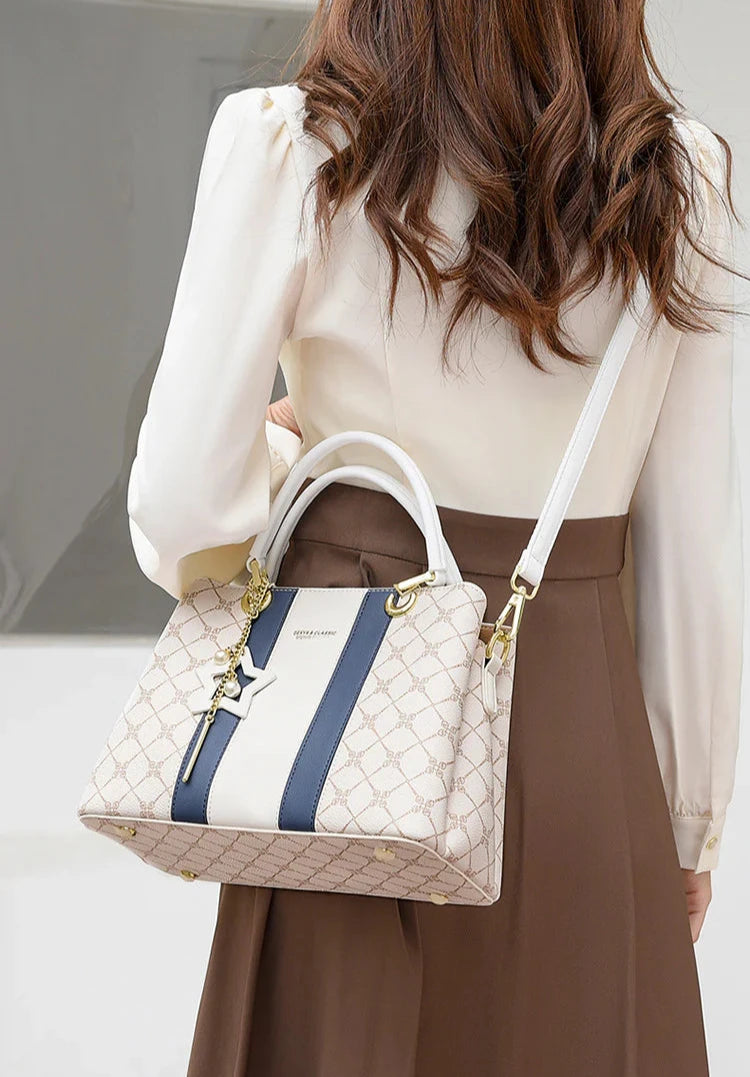 Women's Luxury Contrasting Soft Leather Handbag