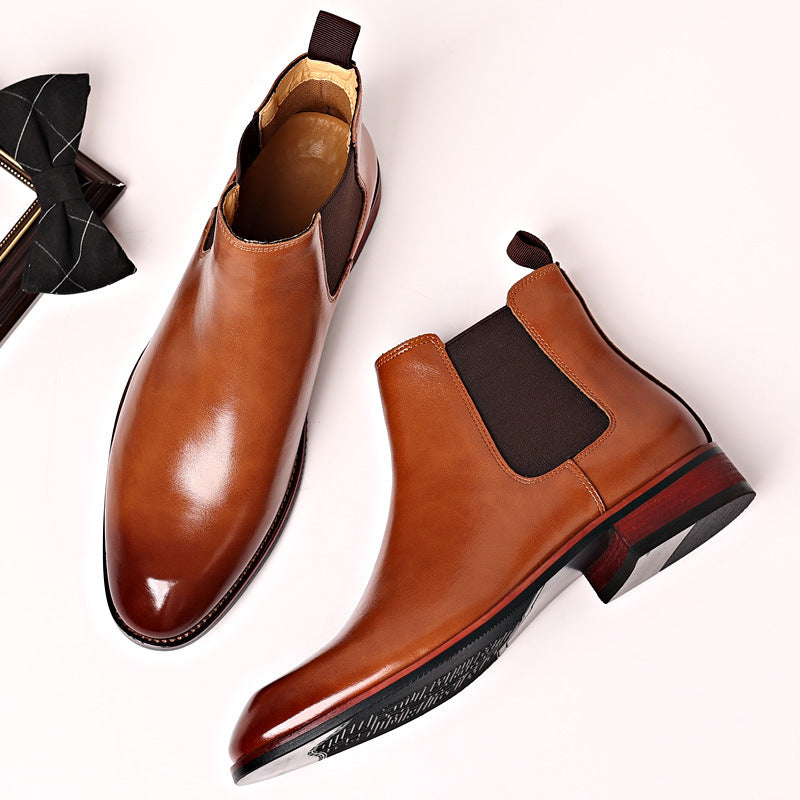 Men's British Style High-Top Leather Chelsea Boots