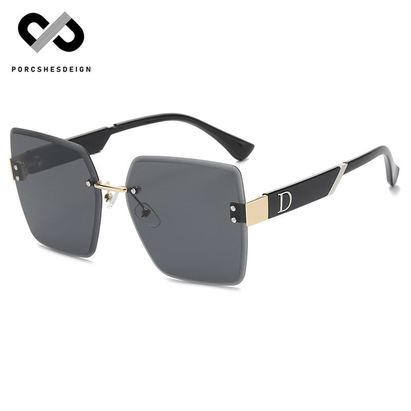 Women's Rimless Big Face Thin UV Protection Sunglasses