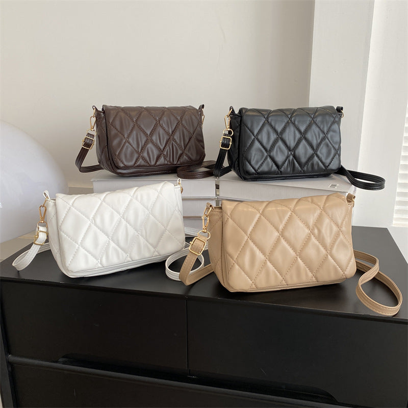 Women's Textured Rhombus Leather Casual Bag