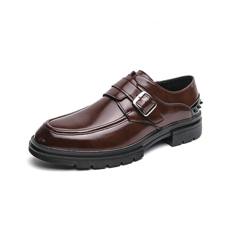 Men's Leather Buckle Rivet Leather Shoes