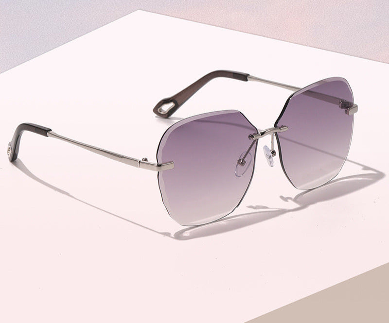 Men's Trimmed Retro Frameless Metal Sunglasses