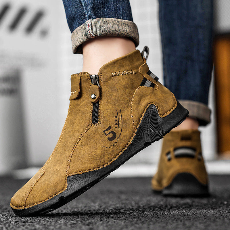 Men's Leather Fashionable Boots Trendy Shoes