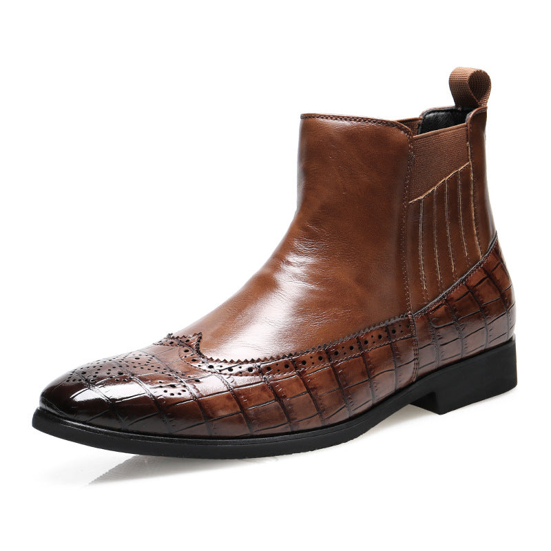 Men's Leather Large Size Pointed Martin Boots