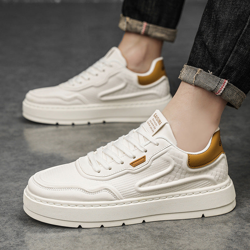 Men's Leather Fashion Low-Top Flat Sneakers