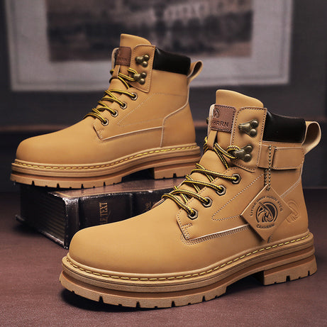 Men's Small Yellow Trendy Fashion Martin Boots