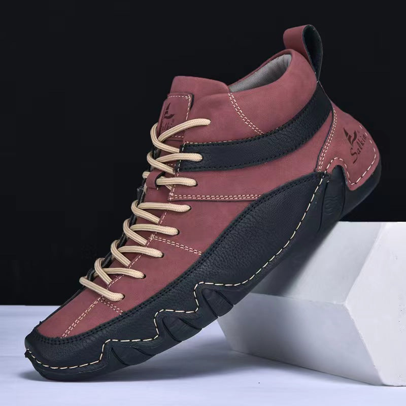 Men's Leather High-Top Casual Shoes