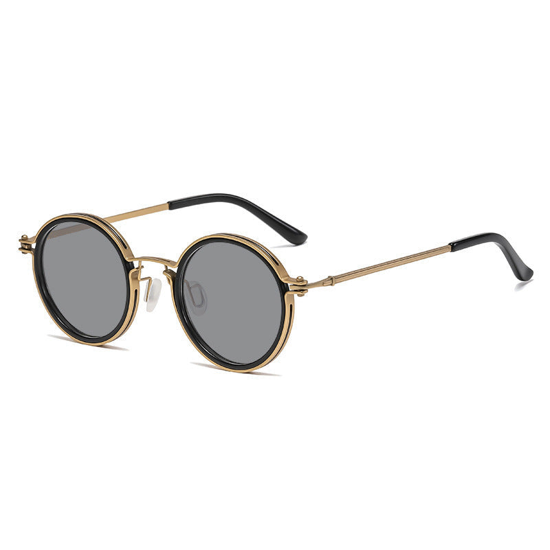 Men's Round Frame Retro Trendy Sunglasses