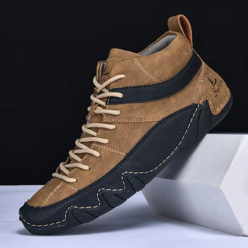Men's Leather High-Top Casual Shoes