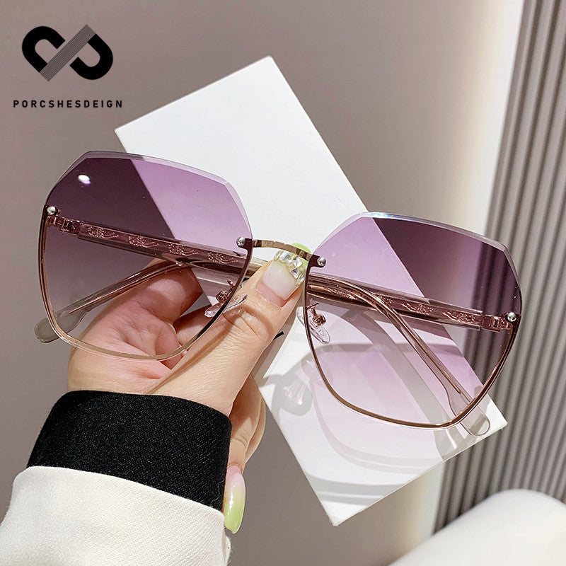 Women's Polygonal Round Face Thin UV Protection Sunglasses