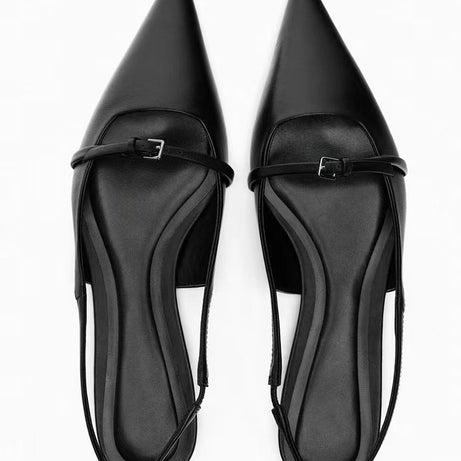Women's Black Pointed Toe Slip-On Dress Sandals