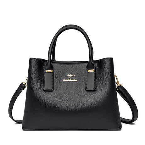 Women's Leather Double Magnetic Buckle Bag