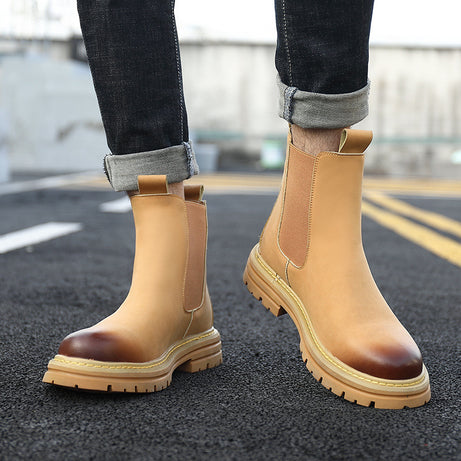 Men's British Style High-top Leather Chelsea Boots