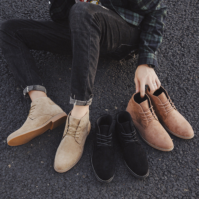 Men's High-Top Pointed Leather Martin Boots