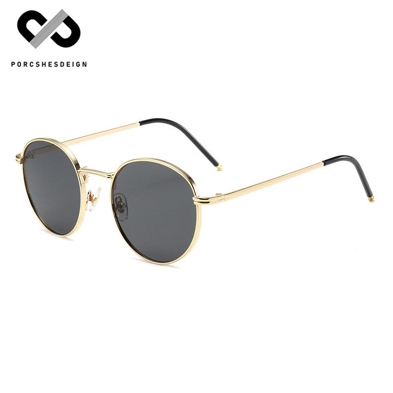 Women's Retro Fashionable Small Round Frame Metal Sunglasses