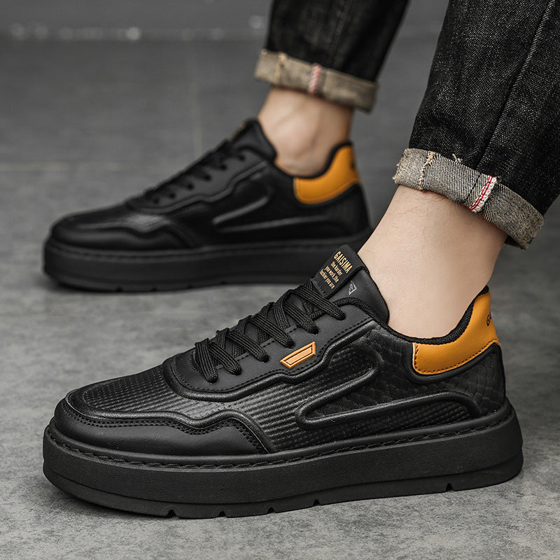 Men's Leather Fashion Low-Top Flat Sneakers