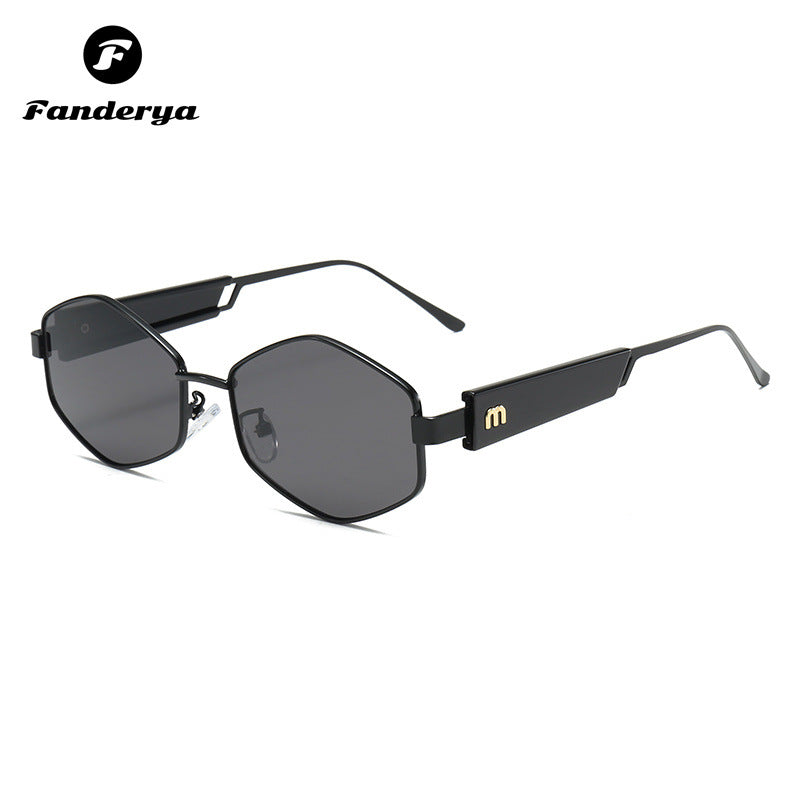 Women's Round Polygonal Metal Frame Hip-hop Sunglasses