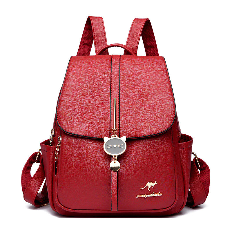Women's Leather Trendy Backpack