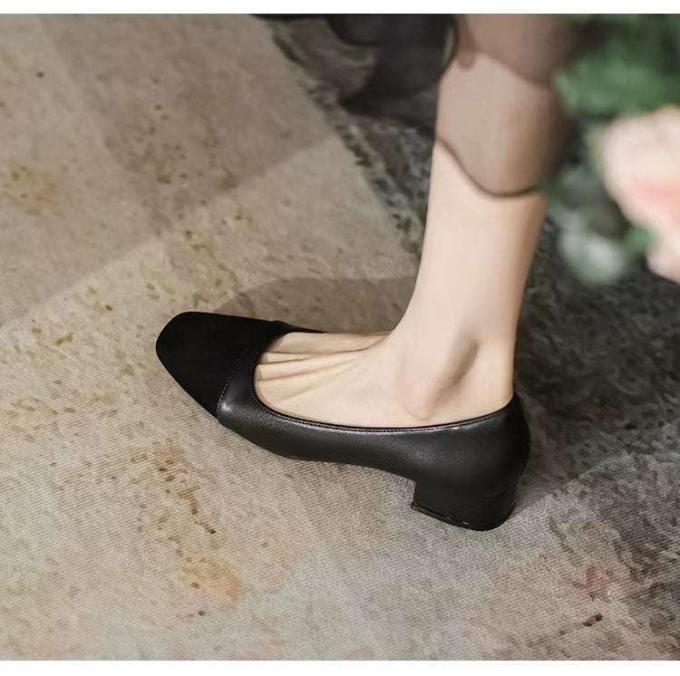 Women's Low Heel Mixed Color Office Shoes