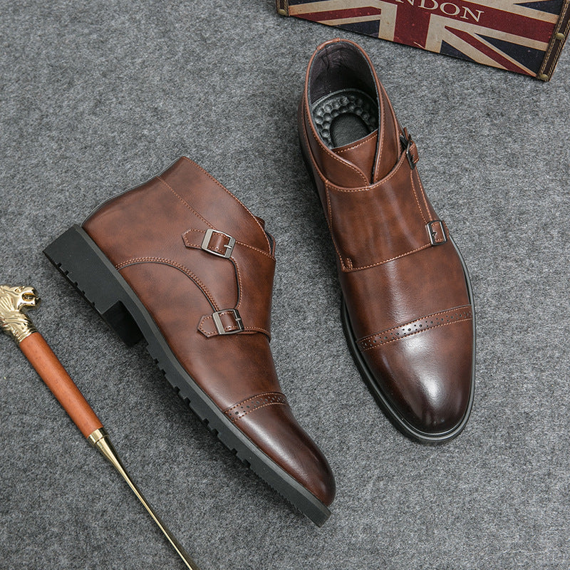 Men's High-top Pointed Leather Shoes