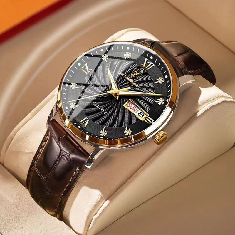 Men's Multi-functional Leather Band Watch