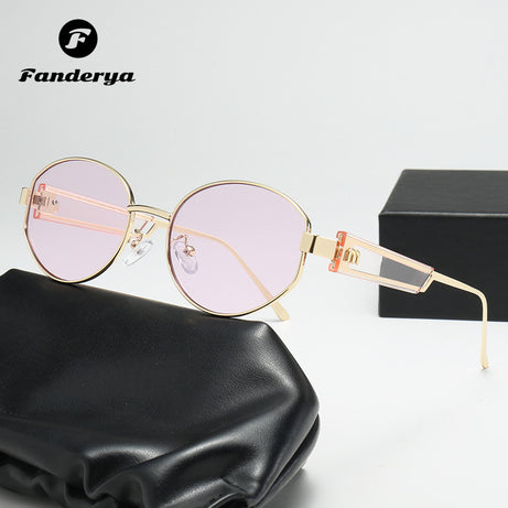 Women's Retro Small Oval Frame UV Protection Sunglasses