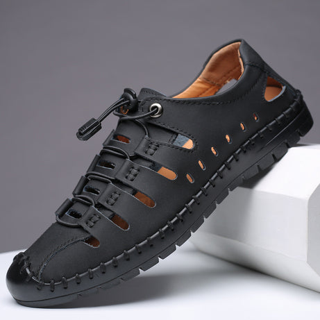 Men's Leather Breathable Hollow Casual Sandals