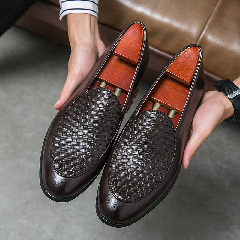 Men's Leather Outer Wear Lazy Low-Top Shoes