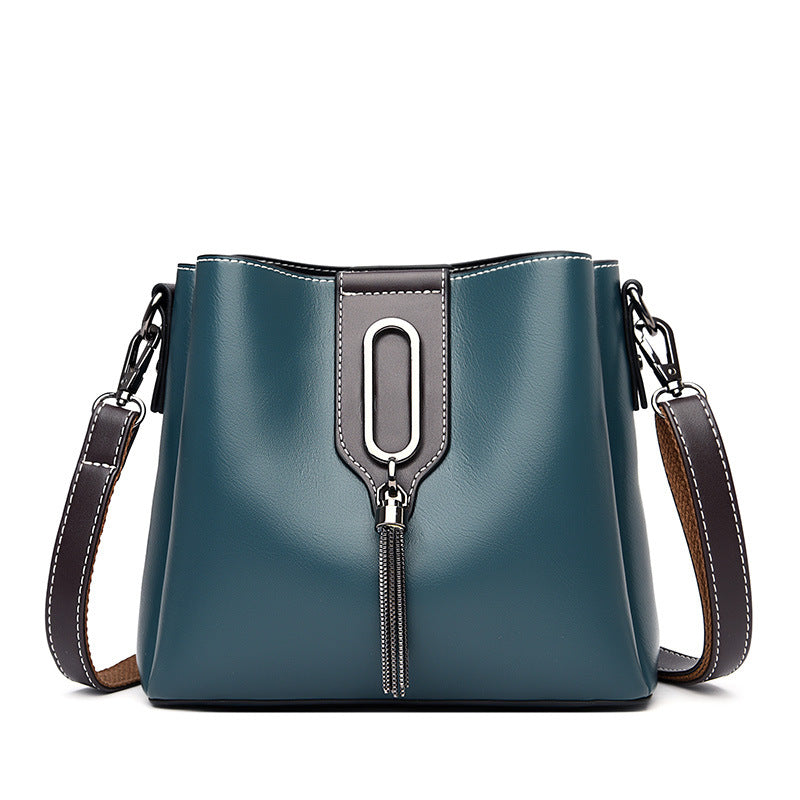 Women's Leather Stylish Chain Bucket Bag