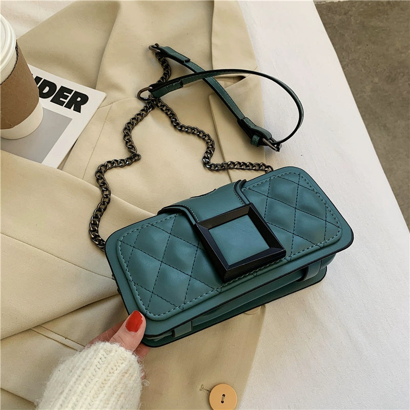 Women's Leather Trendy Rhombus Crossbody Bag