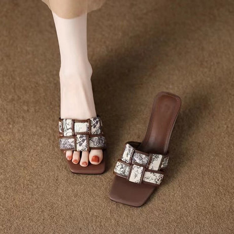 Women's Chunky Heel Slip-On Fashion Slippers (In Stock)