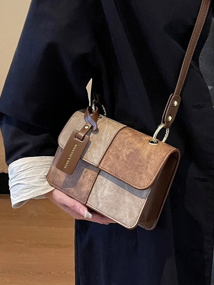 Women's Retro Contrasting Classic Handbag