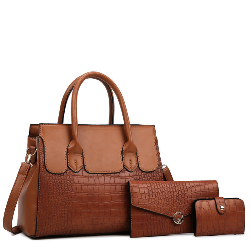 Women's Leather Shoulder Handbag Set