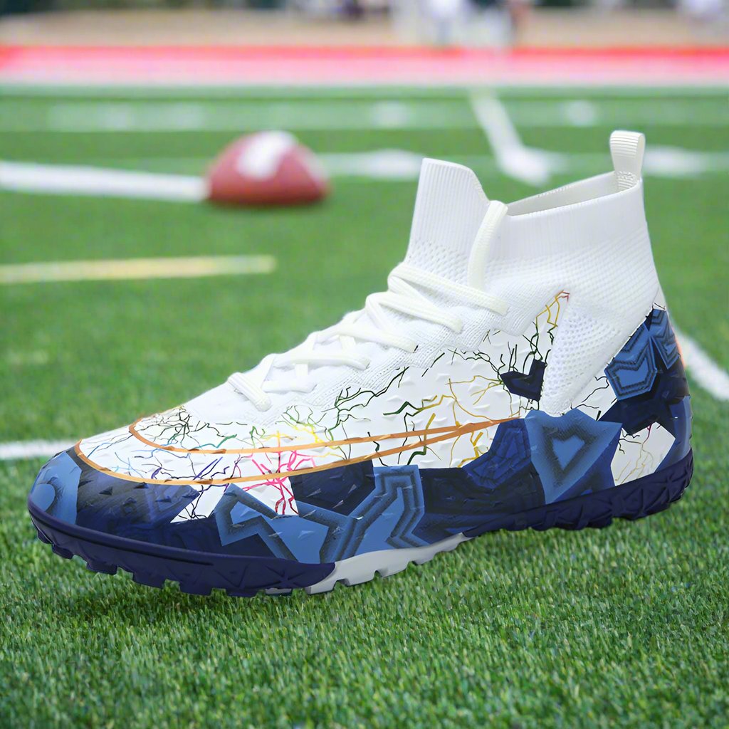 Men's Fly Knitting High-Top Football Turf Sports Shoes