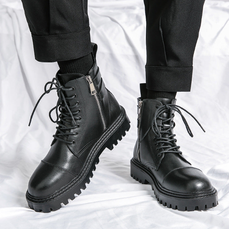 Men's Leather Martin Boots Fashion High Top Boots