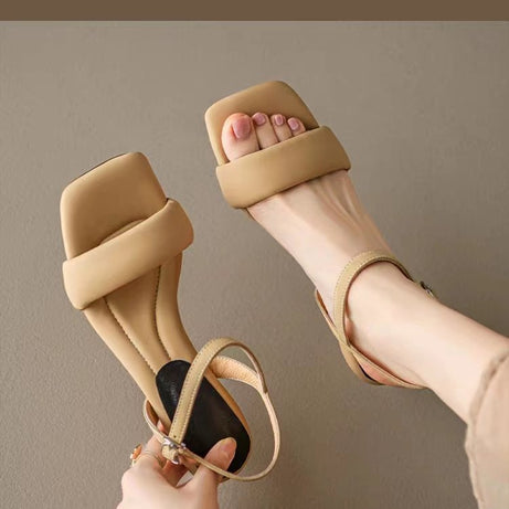 Women's Black Ankle Strap Buckle Sandals