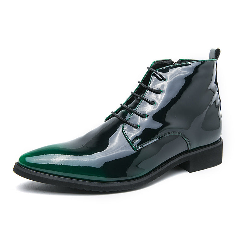 Men's Leather Fashion High-Top Pointed Boots