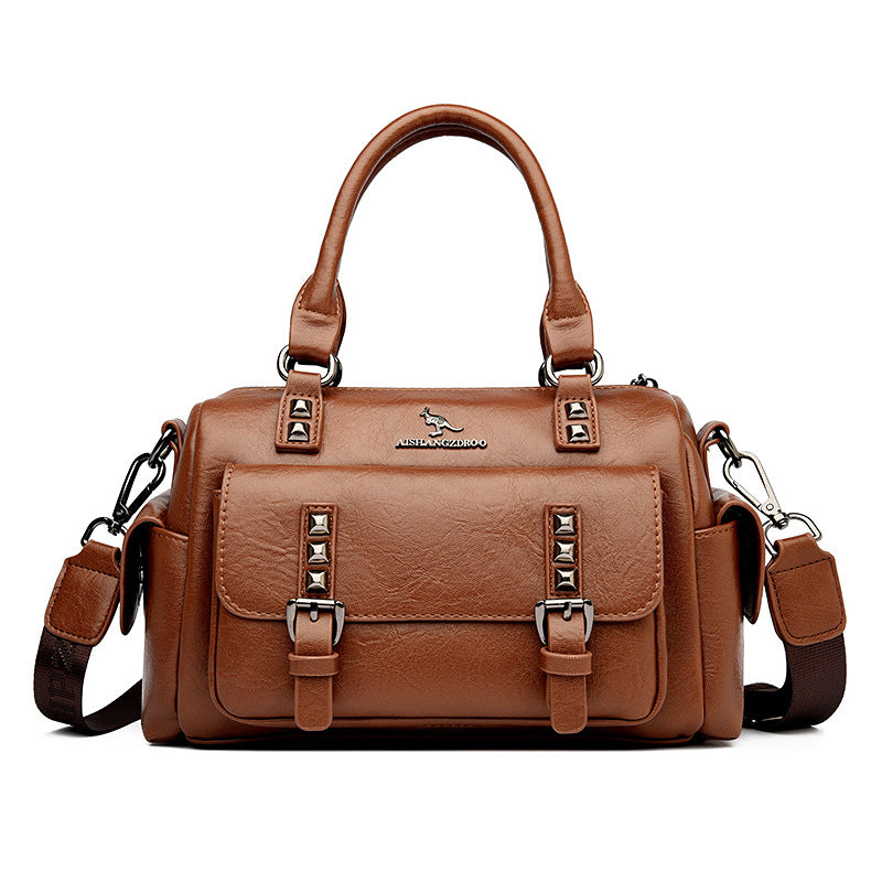 Women's Leather Trendy Shoulder Handbag