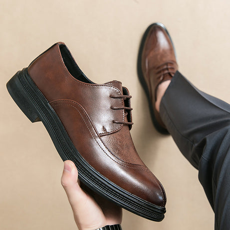 Men's Retro Trend British Pointed Leather Shoes