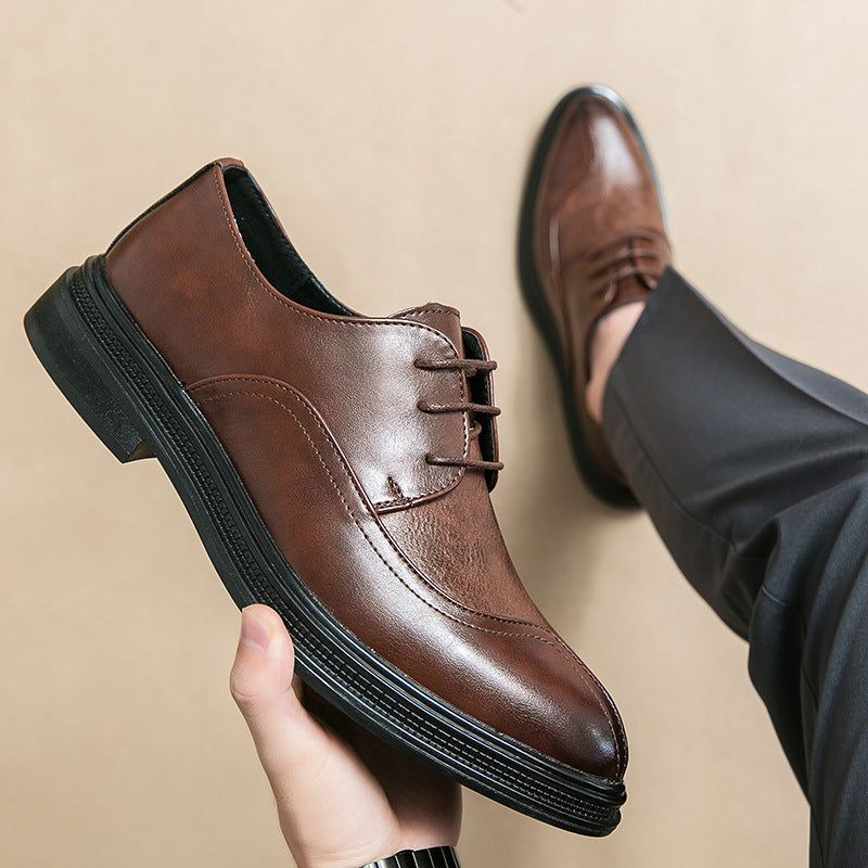 Men's Retro Trend British Pointed Leather Shoes