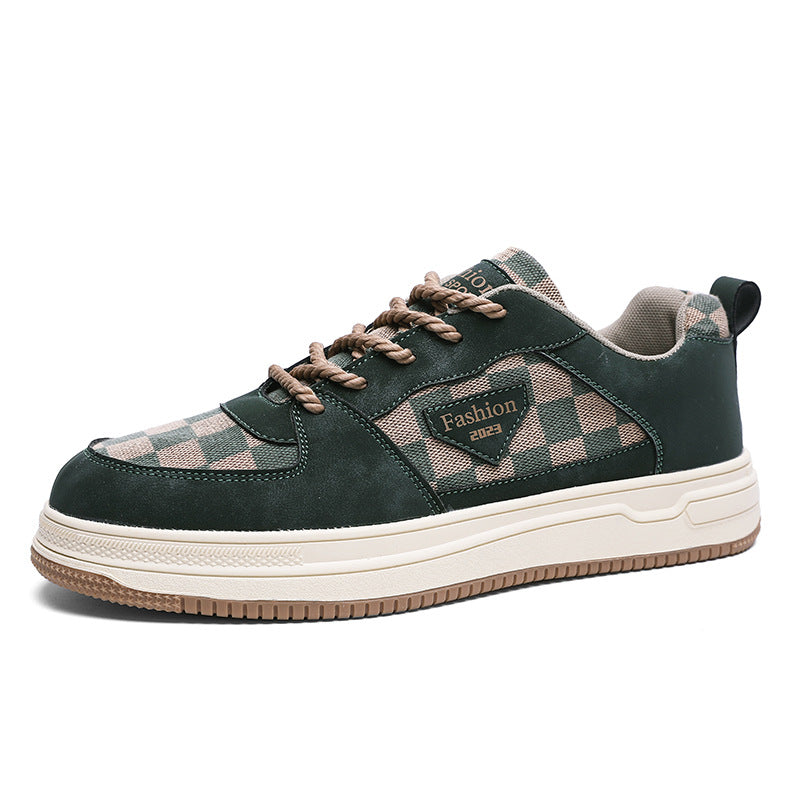 Men's High-Top Leather Casual Canvas Shoes