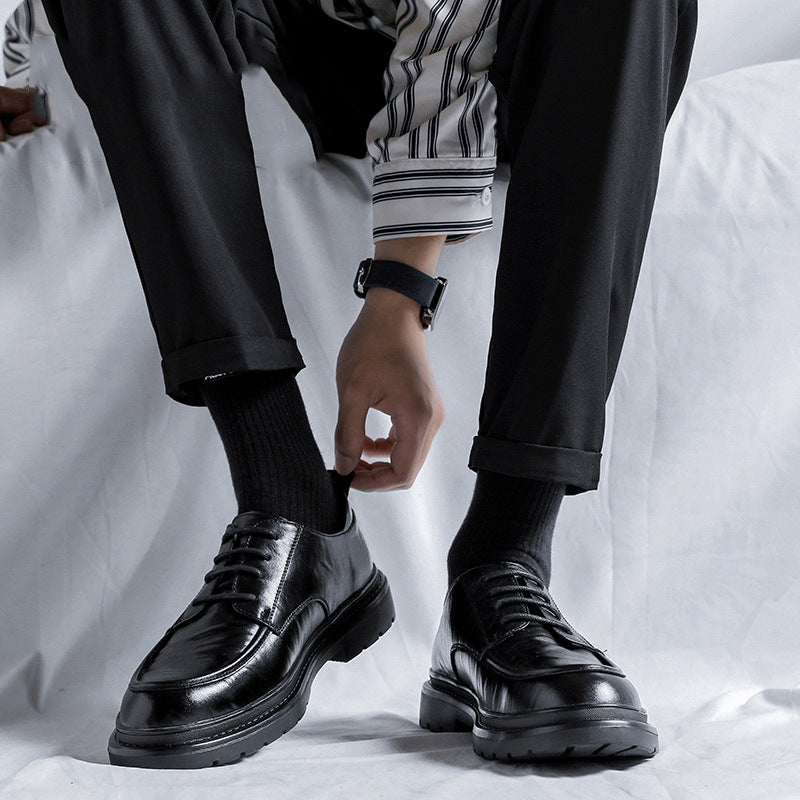 Men's Leather Business Formal Shoes - Pure Black (In Stock)