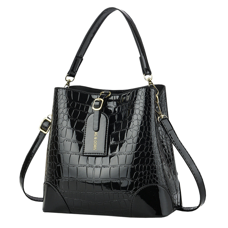 Women's Bucket Bag Crocodile Pattern Shoulder Bag