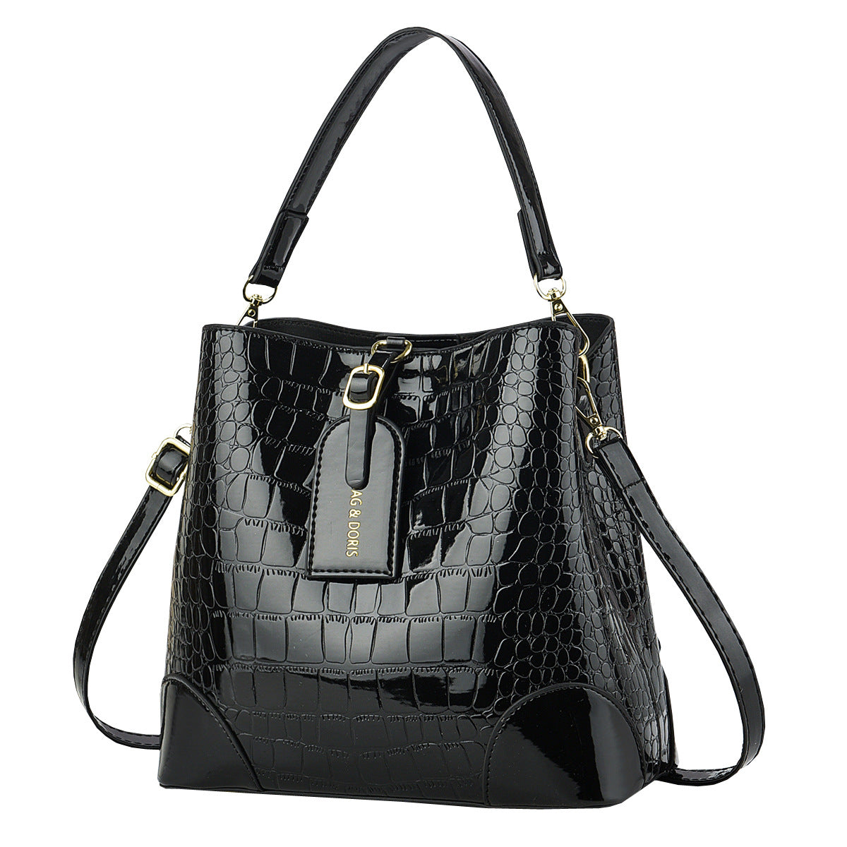 Women's Bucket Bag Crocodile Pattern Shoulder Bag