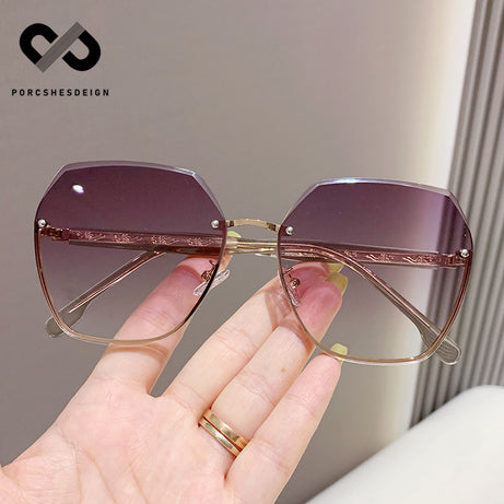 Women's Polygonal Round Face Thin UV Protection Sunglasses