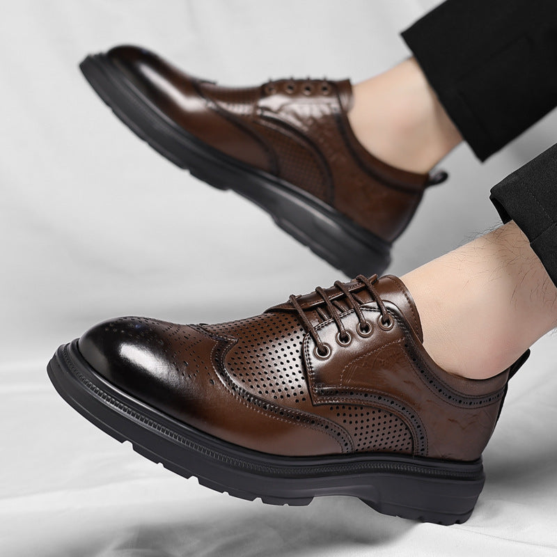 Men's Leather Block Engraved Formal Shoes