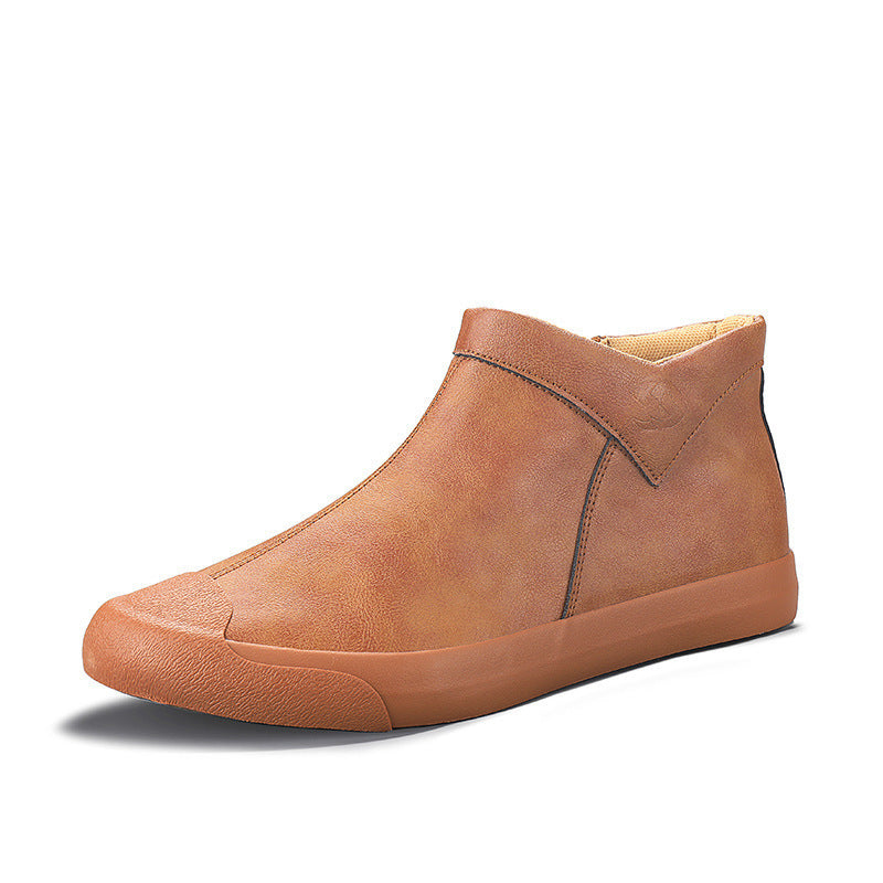 Men's Casual Leather Shoes Side Zipper Shoes